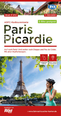 Radtourenkarte Frankreich Paris Picardie mit Radroute Paris - London