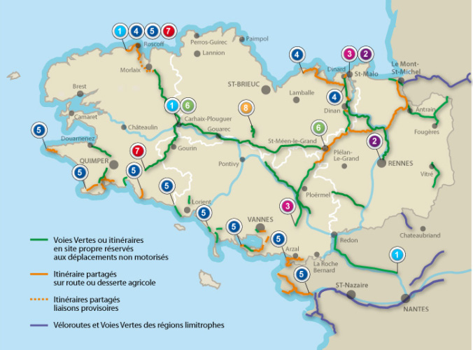 Carte Voies Verte Bretagne