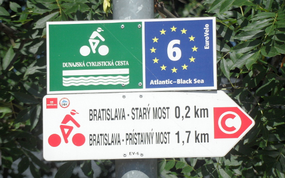 Radwegweiser Euroveolo 6 Bratislava