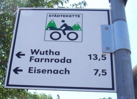 Radwegweiser Thueringer Staedtekette