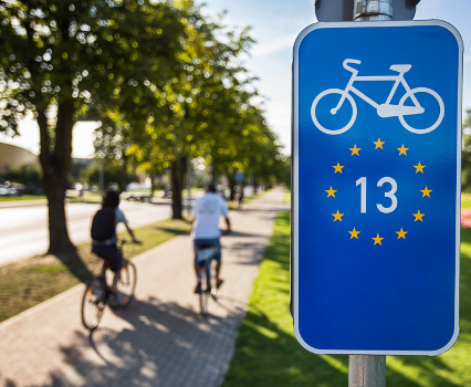 Radwegweiser Eurovelo 13 Lettland Ventspils