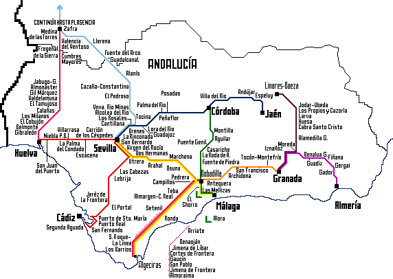 Eisenbahnnetz Andalusien